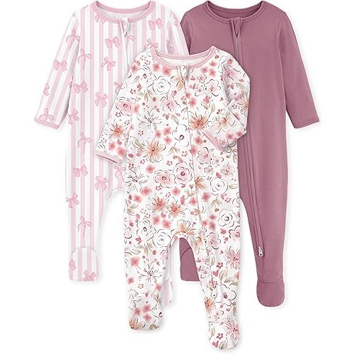 Yoofoss Baby Pajamas 100% Organic Cotton Baby Sleepers for Newborn 0-3 3-6 6-9 Months Boys Girl Clothes 3pcs Footed PJs