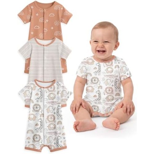 Yoofoss Baby Boy Romper 0-18 Months 100% Organic Cotton Newborn Summer Clothes Short Sleeve Baby Outfit Soft Breathbale