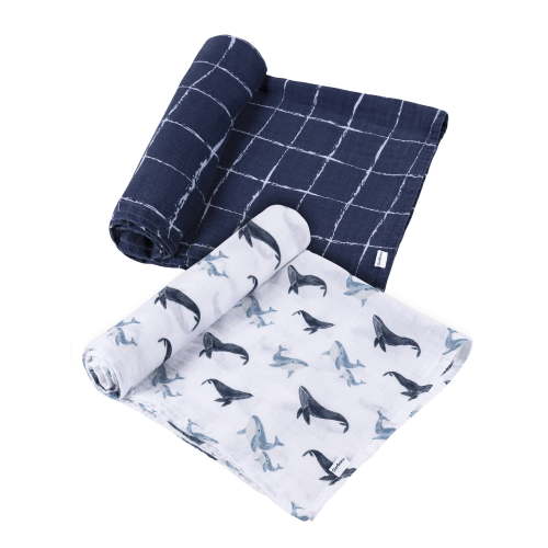 Gerber Baby Boy or Girl Unisex Muslins Swaddle Blanket, 2-Pack, Coastal Calm