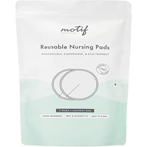 Motif Medical Reusable Nursing Pads, Leak Protection, Machine Washable, 7 Pairs