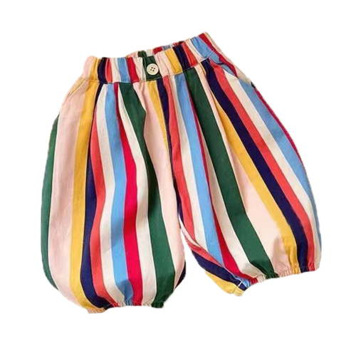 Byoo Striped Pants for Boys Daily Elastic Waist Wide Leg Baggy Pants Baby Pull-On Vintage TrousersMulticolour