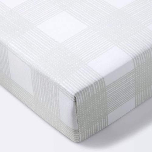 Crib Fitted Sheet Sketchy Plaid - Cloud Island™ Gray
