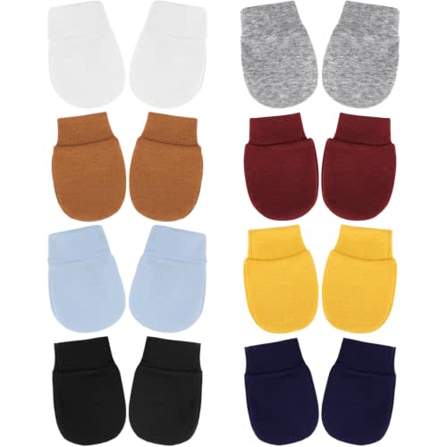 BQUBO Newborn Infant Toddler Mittens No Scratch Cotton Elastic Wrist Gloves Hypoallergenic for 0-6 Months Baby Boys Girls