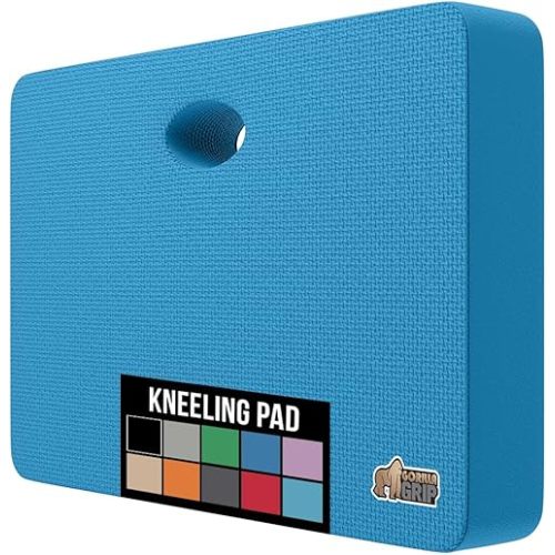 GORILLA GRIP Extra Thick Patent Pending Garden Kneeling Pad, 17.5 x 11 Inch Supportive Soft Foam Knee Cushioning for Gardening, Water Resistant, Bathing Baby, Working Supplies, Lightweight, Blue
