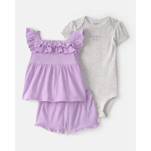 Baby Girl 3-Piece 'Mommy's Mini' Outfit Set - Purple/Grey | Carter's