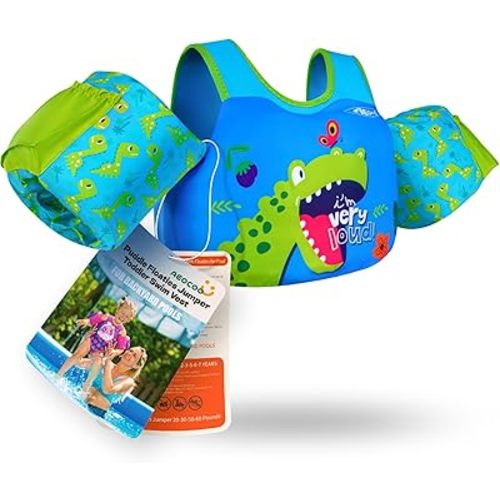 AEOCOO Puddle Float Jumper for Swiming, Toddler Swim Vest for Water Play, Pool Floats with Swimming Arm Floaties Swim Jacket & Water Wings for Kids Swimmies, Boys, Girls, Niños