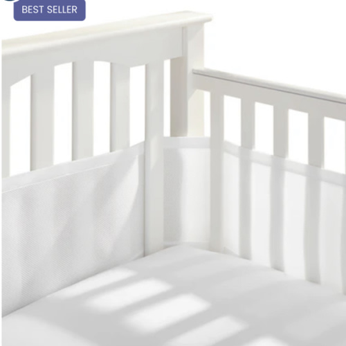 HALO Breathable Mesh Crib Liner for Full Sized Solid End Crib in White