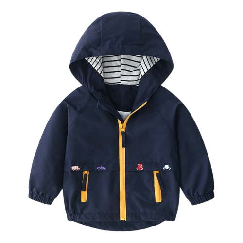 Kiijoy Toddler Boys Windbreaker Jacket Waterproof Lightweight Hooded Raincoat, Sizes 3-4