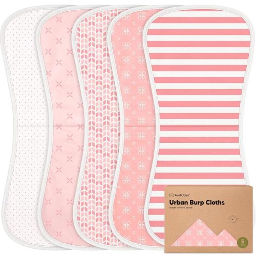 Organic Burp Cloths Baby Boy & Girl, 5-pack Cotton Burp Rags (Blush)