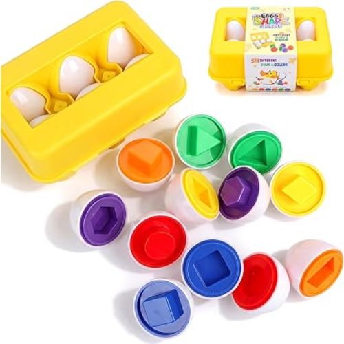 Montessori Sorting Toy Color & Shape Matching Eggs, Gifts for Ages 12M+