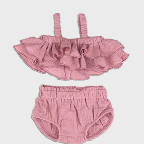 2 pc linen ruffle set || wild rose – milkmonsterkids