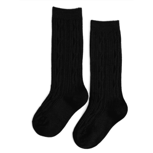 Black Cable Knit Knee High Socks