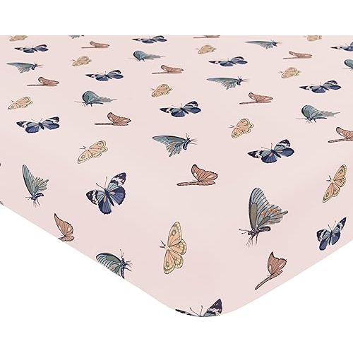 Kyte Baby Soft Crib Sheet - Standard Fitted Crib Sheet Made with Rayon from Bamboo, Ultra-Gentle and Breathable (Blush Butterfly)
