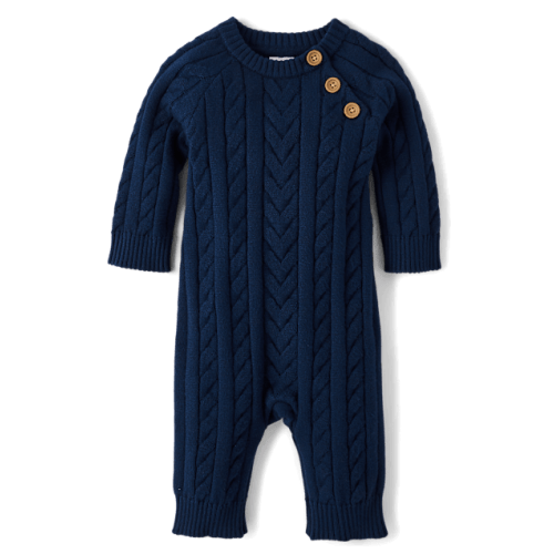 Baby Boys Cable Knit Sweater Romper - Homegrown by Gymboree - Blue