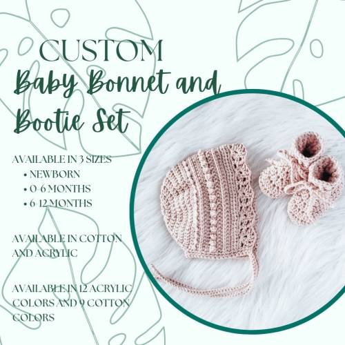 Crochet Baby Bonnet and Bootie Set: Custom Made-to-Order