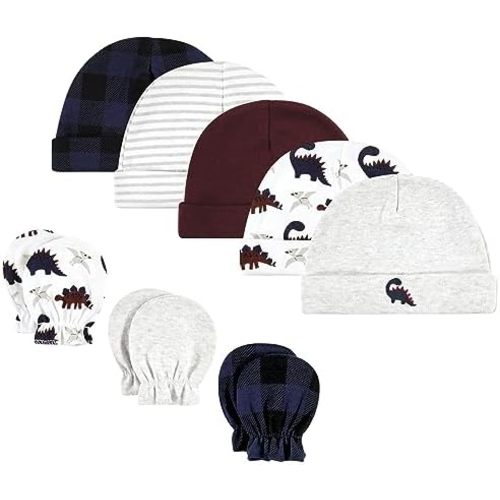 Hudson Baby Unisex Baby Cotton Cap and Scratch Mitten Set