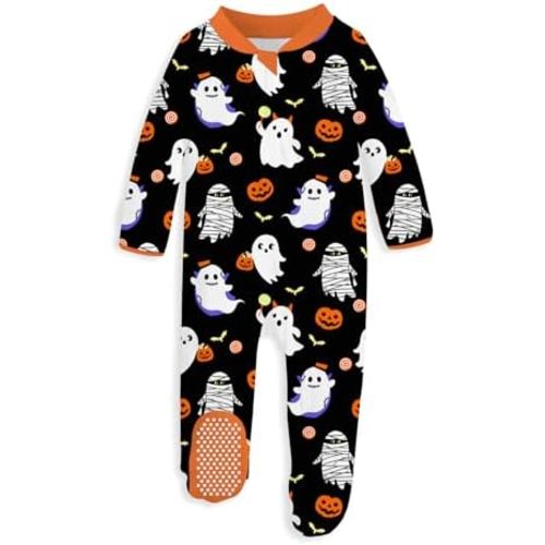 uideazone Baby Girls Footed Pajamas Zip-Front One-Piece Sleeper Non-Slip Footie Cute Pattern Jumpsuit PJs 0-12 Month