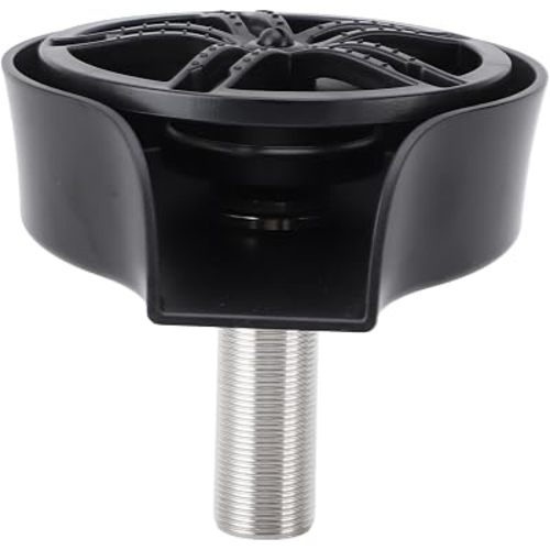 POCREATION Automatic Glass Washer Cup Rinser, 360 Degree Rotating Spout Sink Accessory Stainless Steel Bottle Washer for Bottles, Cups, Utensils Black ABS Basin (US 9/16 Hose)