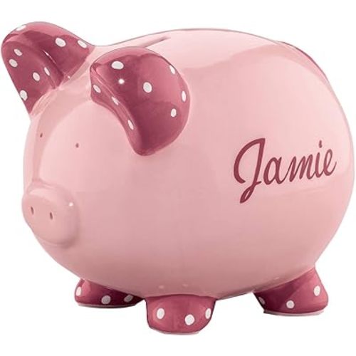 Personalized Ceramic Kids Piggy Bank by Miles Kimball - Pink