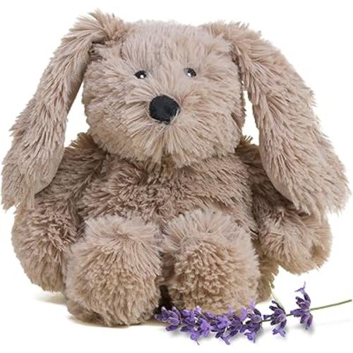 warmies Junior Microwavable & Weighted Stuffed Animals, Brown Bunny - Heated Stuffed Animal Plushie for Warmth & Comfort - Cute Soft Plush Toys for Adults & Children (Boys, Girls, Babies & Toddlers)