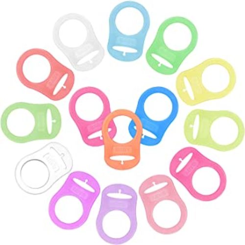 Patelai 15 Pieces Soft Silicone Baby Pacifier Clips Holders Silicone Adapter Rings Holder Baby Nipple Rings Dummy Nipple Holder for Pacifiers(Assorted Colors)