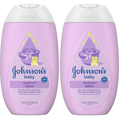 Johnson's Moisturizing Bedtime Baby Lotion with Coconut Oil & NaturalCalm Aromas to Help Relax Baby, Hypoallergenic & Free of Parabens, Phthalates & Dyes, Mild Skin Care, 13.6 fl. Oz (Pack of 2)