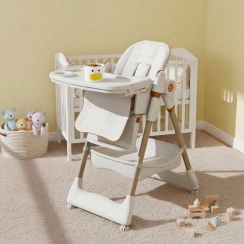 Resenkos Fast-Folding High Chair Highchair, ,Adjustable Baby to Toddler Seat, Silent Lockable Wheels