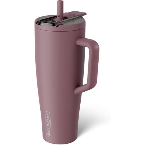 BrüMate Era Flip 40oz Tumbler with 100% Leakproof Covered Straw Lid | Hygienic Covered Straw | Insulated Stainless Steel Water Bottle with Handle | Cup Holder Friendly | BPA-Free (Rose Taupe)