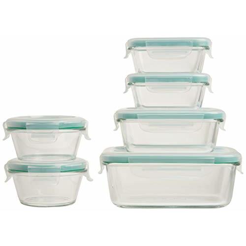 OXO Good Grips Smart Seal , 12 Piece Glass Container Set,Clear,Blue