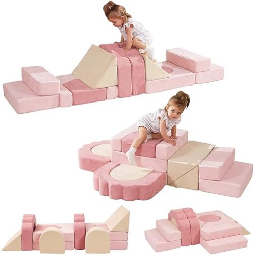 Foam Climbing Toys for Toddlers, 13pcs Soft Play Climbing Blocks