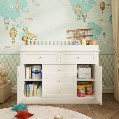 Famapy Baby Changing Table Chest of Drawers Edge Protection Top Upholstery White : Target