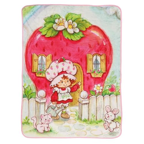 Strawberry Shortcake Berry Playhouse Plush Throw Blanket - Measures 46 x 60 Inches - Kids Super Soft Lightweight Fleece Bedding