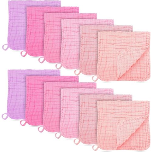 Muslin Burp Cloths - Large 20" x 10", Ultra Absorbent 100% Cotton for Baby Drool and Messes - Soft, Gentle Baby Burp Rag for Boys & Girls -Pink, Purple, Sakura Series