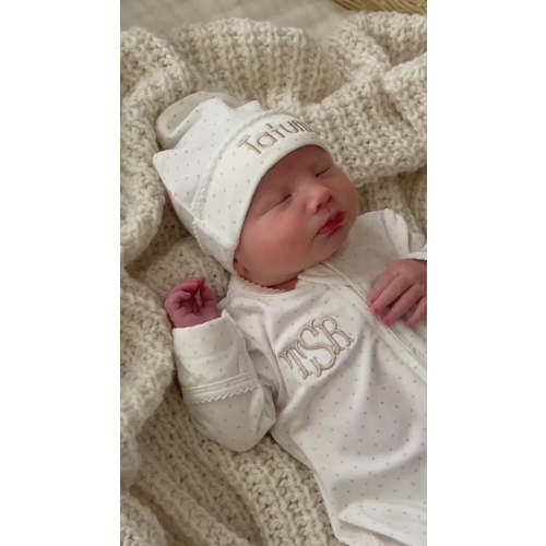 Picot Trim Bamboo Zipper Footie | Baby Taupe