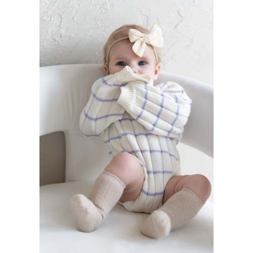 ‘Lilac Stripe’ Ribbed Knit Onesie – Oat Co