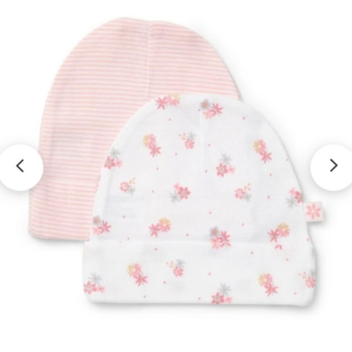 Beanie 2 Pack in White/Pink Stripe