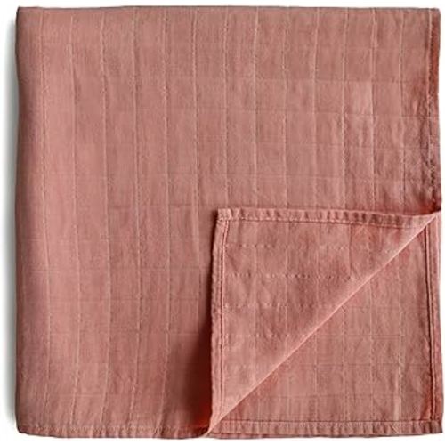 mushie Muslin Baby Swaddle Blanket | 100% Organic Cotton (Cedar)