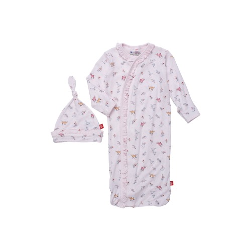 Woodsy Tale Ruffle Magnetic Sleep Gown & Hat Set