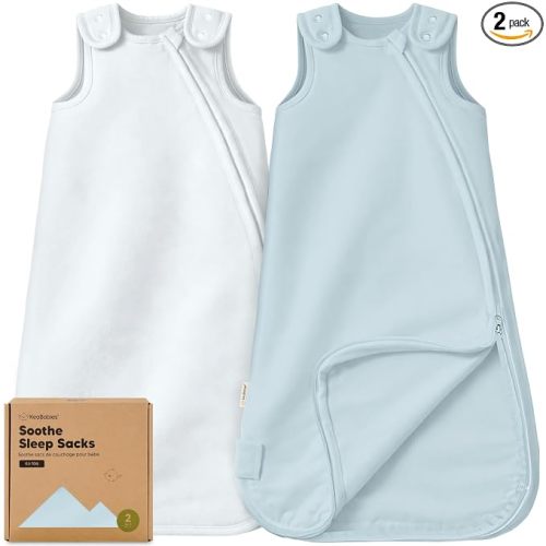 2-Pack Organic Baby Sleep Sacks, 100% Cotton 0.5TOG (Glacier, 6-18M) | Soft Breathable, Baby Wearable Blanket, Toddler Sleeping Sack 6-18 Months, Easy to Wear Transitional Swaddles for Newborns