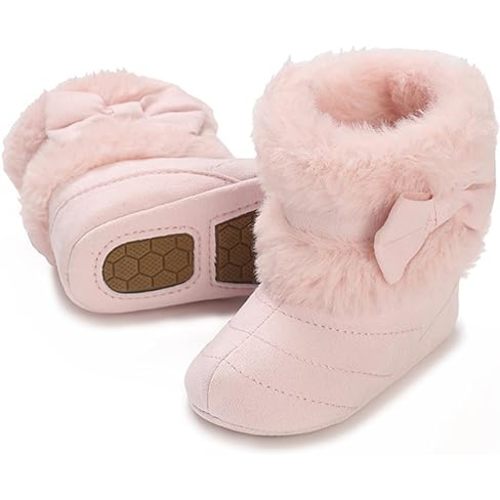 E-FAK Baby Boy Girl Boots Newborn Shoes Winter Snow Bowknot Anti-Slip Soft Sole Warm Infant Toddler Prewalker Booties