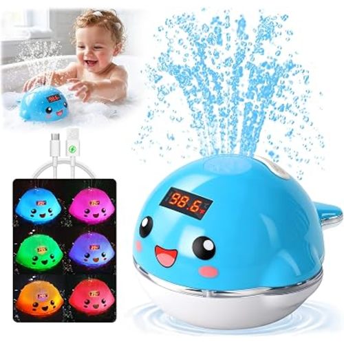 Pircaath Light Up Bath Sprinkler Toy for Baby 0-36 Months, with Thermometer