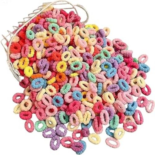 500 PCS Multicolor Cotton Hair Ties, Small Seamless Kids Hair Ties – Soft No-Crease Baby Hair Elastics for Girls, Kids & Toddlers, Gentle Ponytail Holders for Thin & Thick Hair. (multicolour)