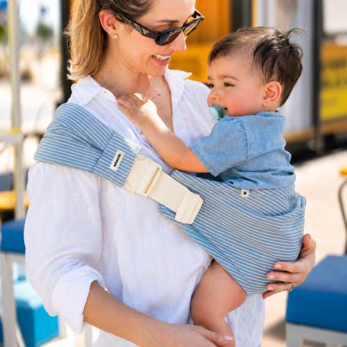 Porte-bébé MomSwing - Lignes d’azure white – Momsilk