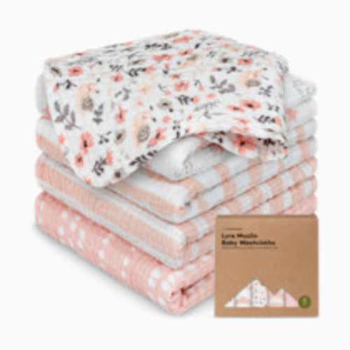 KeaBabies 5-Pack Lyra Muslin Baby Washcloths - Sweet Charm
