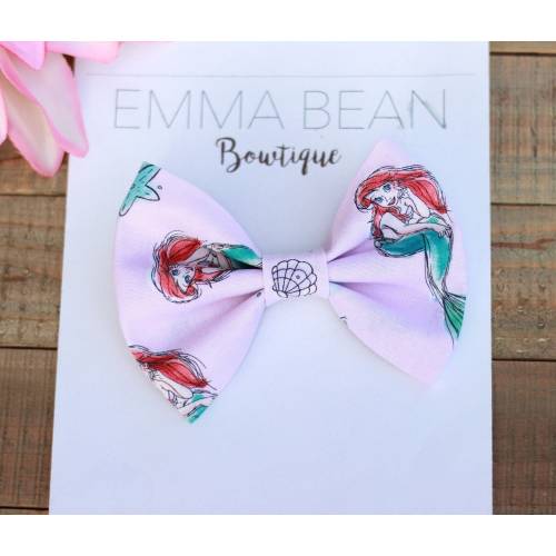 The Little Mermaid Ariel Bow - Ariel Print Fabric Bow - The Little Mermaid Hair Bow - Ariel Hair Bow Clip - Ariel Bow -Mouse Ears - Hair Bow