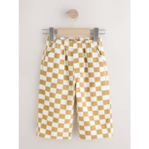 Yellow/White Checkerboard Pull On Wide Trousers