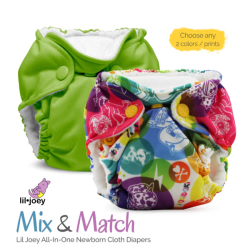 *Mix & Match* Lil Joey Newborn AIO Cloth Diaper - colors and prints!