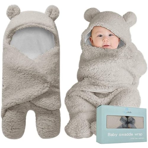 BlueMello Baby Swaddle Blanket | Ultra-Soft Plush Essential for Infants 0-6 Months | Receiving Swaddling Wrap White | Ideal Newborn Registry and Toddler Boy Accessories | Perfect Baby Girl Shower Gift