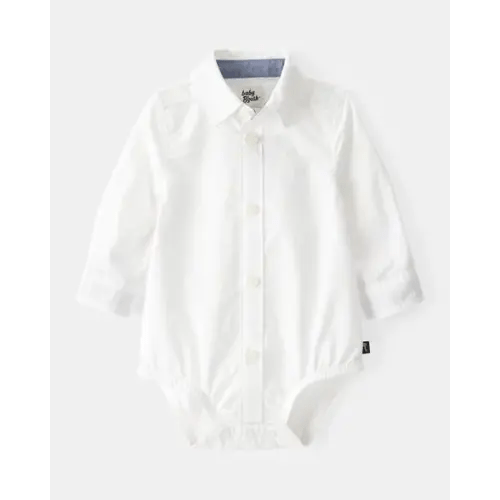 Baby Boy Button-Front Long Sleeve Bodysuit - White - OshKosh B'gosh | Carter's