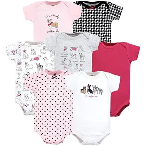 Hudson Baby Baby Girls' Cotton Bodysuits 7-pack